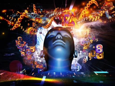 Exploding Digital Science Stock Illustration