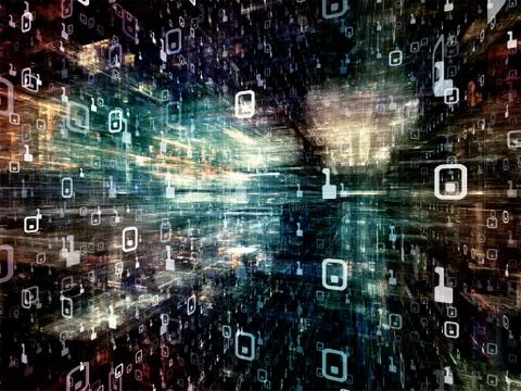 Exploding Digital Space Stock Illustration