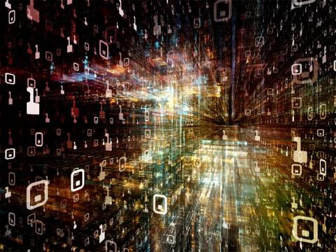 Exploding Digital Space 스톡 일러스트