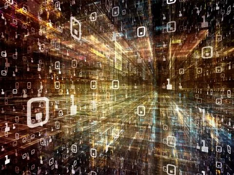 Exploding Digital Space Stock Illustration