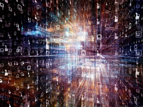 Exploding Digital Space Illustrazione stock