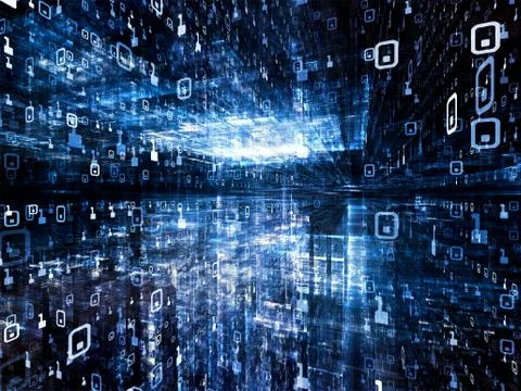 Exploding Digital Space Stock Illustration