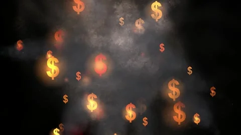 Exploding Dollar Symbols with Smoke Animation in 4K Stock Footage 313872128