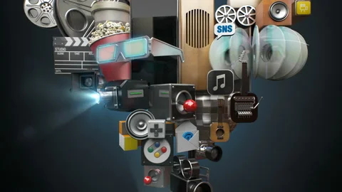 Exploding entertainment contents in the Smart phone application, mobile. 4k. Video stock 95826208