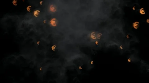 Exploding Euro Symbols with Smoke Animation in 4K Stock Footage 313889829