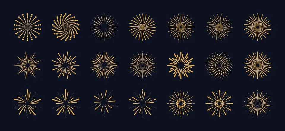 Exploding festival fireworks set. Flat style. Design concept for holiday ba.. 스톡 일러스트
