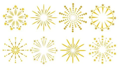 Exploding festival fireworks set. Flat style. Design concept for holiday ba.. Stock Illustration