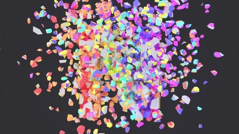 Exploding festival white font isolated on black background with confetti. Stock Footage 125745010