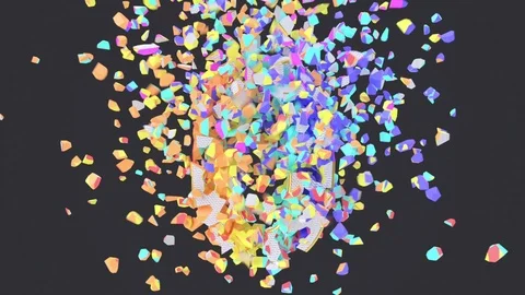 Exploding festival white font isolated on black background with confetti. Stock Footage 125745026