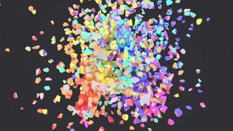 Exploding festival white font isolated on black background with confetti. Stock Footage 125745046