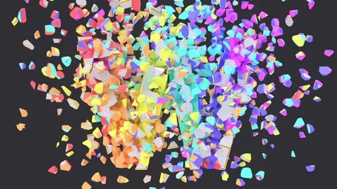 Exploding festival white font isolated on black background with confetti. Stock Footage 125745075