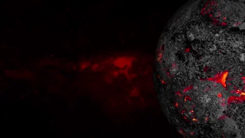 Exploding Fiery Planet with Glowing Lava and Cosmic Debris in Dark Space ex.. Vídeos de archivo 330476248