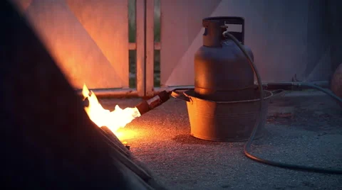 Exploding fire from the gas bottle Stock Footage 68159129