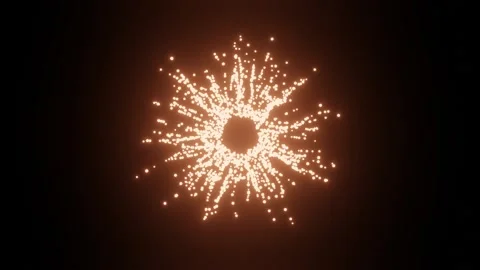 Exploding Fire Particle Burst Circular Black Background Stock Footage 318071631