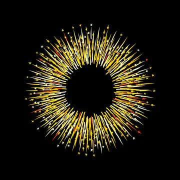 Exploding firework burst in vintage style. Retro firework sparkles frame for Stock Illustration