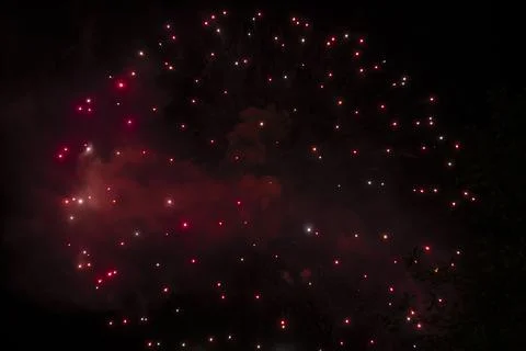 Exploding firework at night. Stock Photos