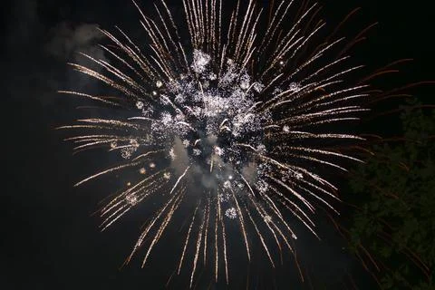 Exploding firework in the night sky Stock Photos