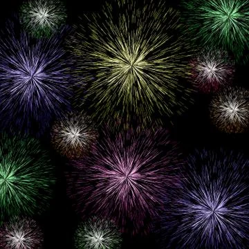 Exploding fireworks background for holiday or independence celebrations Illustrazione stock