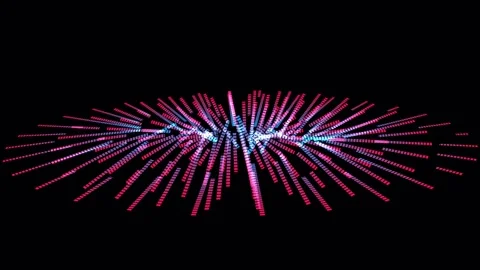 Exploding Fireworks Bloom with Vibrant Pink and Blue Light Trails Against D.. Video stock 342504494