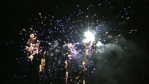 Exploding Fireworks Display - 6 Stock Footage 122277158