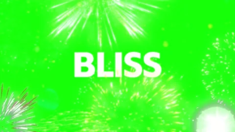 Exploding fireworks display with bliss text overlay on green screen background Stock Footage 345566450
