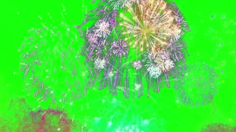 Exploding Fireworks Display on Green Screen Background Stock Footage 337453679
