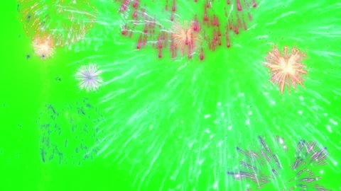 Exploding Fireworks Display on Green Screen Background Stock-Footage 337453691