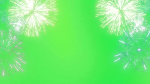 Exploding Fireworks Display Over A Green Screen Background With Bright Stock Footage 338368753