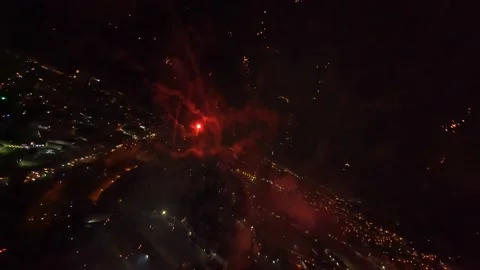 Exploding fireworks on Dominican Republic Independence Day, FPV drone view Stock Footage 171472881