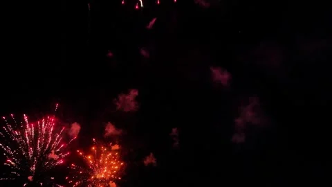 Exploding fireworks drone footage Stock Footage 320160992