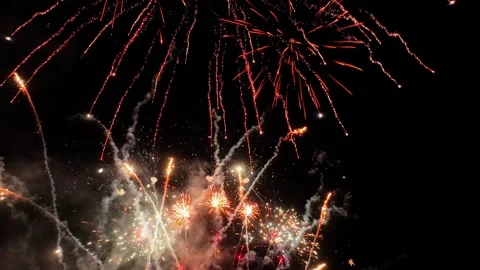 Exploding fireworks drone footage Stock Footage 320161089
