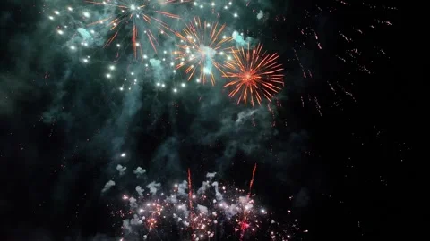 Exploding fireworks drone footage Stock Footage 320161136
