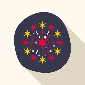 Exploding fireworks flat design icon celebrating party Illustrazione stock