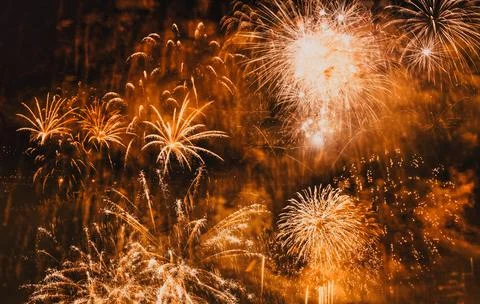 Exploding fireworks New Year background Foto stock