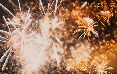 Exploding fireworks New Year background Foto stock