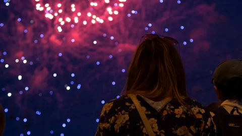 Exploding fireworks in the night sky Stock Footage 91647333