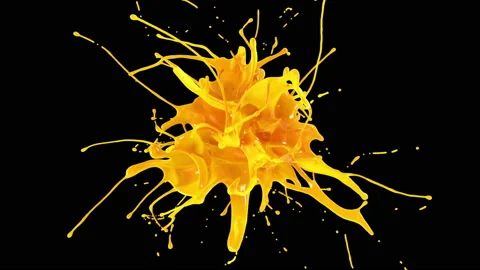 Exploding fresh juice in Matte Alpha Channel mask in slow motion 4K Video stock 169411786