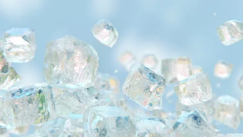 Exploding frosted ice cubes in 4K Slow motion Stock Footage 147397822