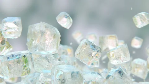 Exploding frosted ice cubes in 4K Slow motion Stock Footage 147397854