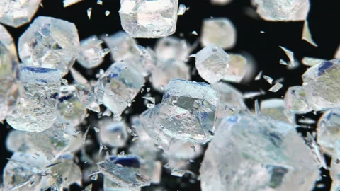 Exploding frosted ice cubes in 4K Slow motion Stock Footage 147397879