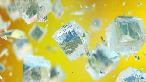 Exploding frosted ice cubes in 4K Slow motion Stock Footage 147505516