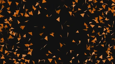 Exploding Geometric Polygon Shards, Orange Shattered Particle Overlay on Dark BG Stock Footage 340595597