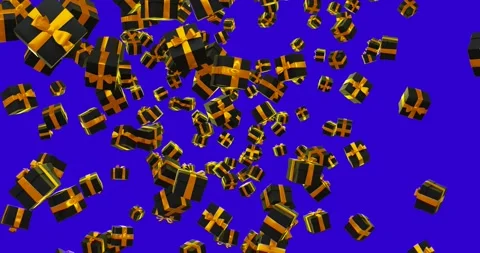 Exploding gift black boxes on green screen. Video stock 255527900