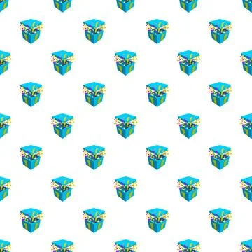 Exploding gift box with confetti seamless pattern Illustrazione stock