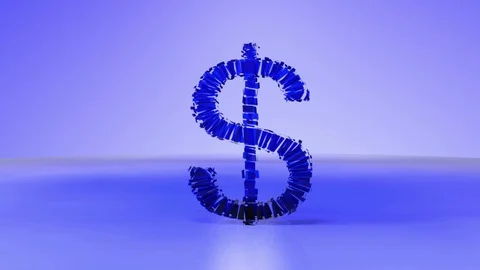 Exploding Glass Dollar Symbol Animation Stock Footage 128776621