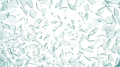 Exploding glass plate transition - alpha masked 3d animation Stock Footage
