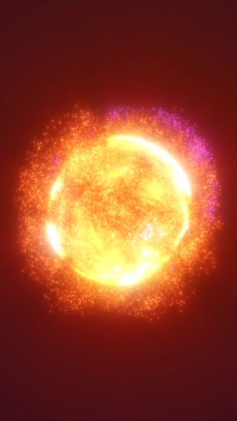 Exploding glowing particles forming a fiery orb, with bursts of orange and .. Stock Footage 308487356