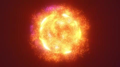 Exploding glowing particles forming a fiery orb イラスト素材