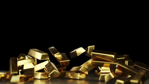 Exploding Gold Bars Pyramid Concept Stock Footage 270490293