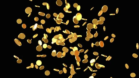 Exploding Gold Coins Motion Graphic Loop. Stock Footage 321109527